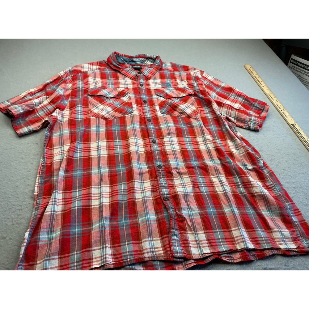 The North Face Shirt Plaid Short Sleeve Button Down Red Blue Mens‎ XXL Hiking